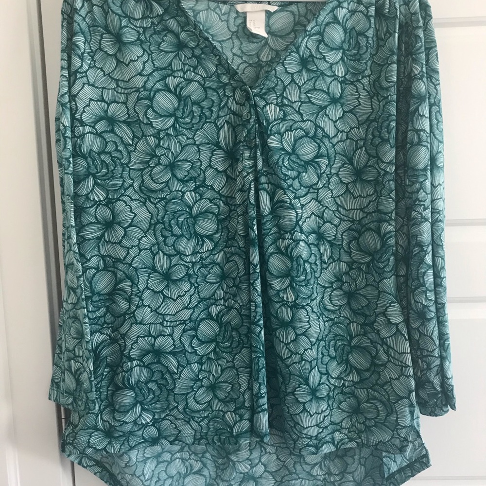 Green Floral Patterned Blouse